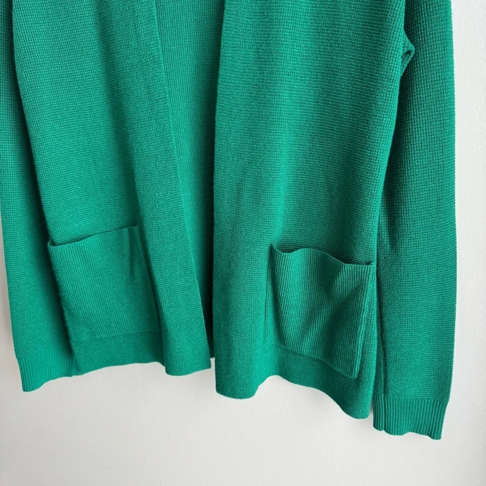 Cyrus Open Front Knit Cardigan Sz S Deep Kelly Green Sweater Classic Capsule EUC - Picture 4 of 11